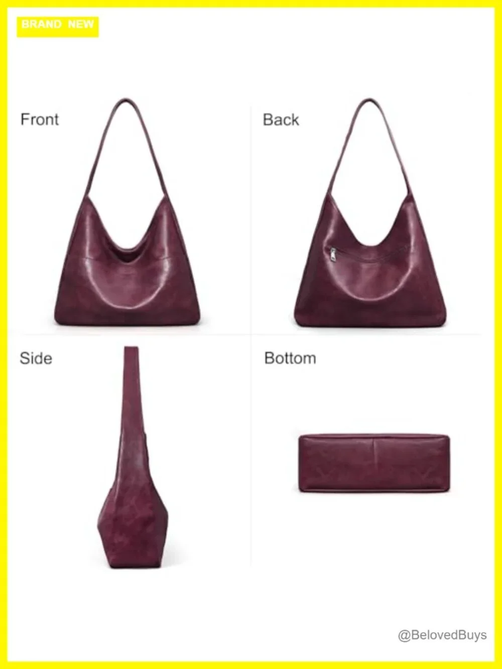 Slouchy Hobo Bag Vegan Leather Shoulder Tote Handbag